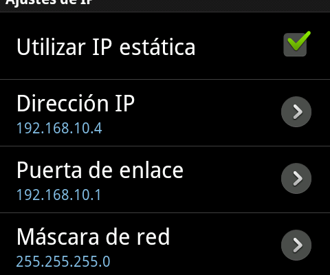 Configurar ip fija en Android