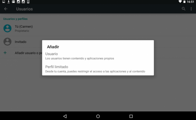 configurar cuentas usuario android