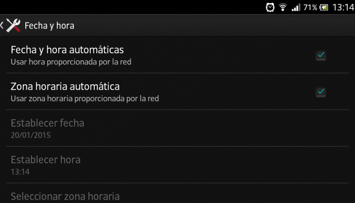 Configurar fecha y hora en Android
