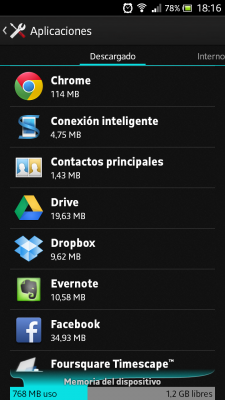 Memoria aplicaciones Android