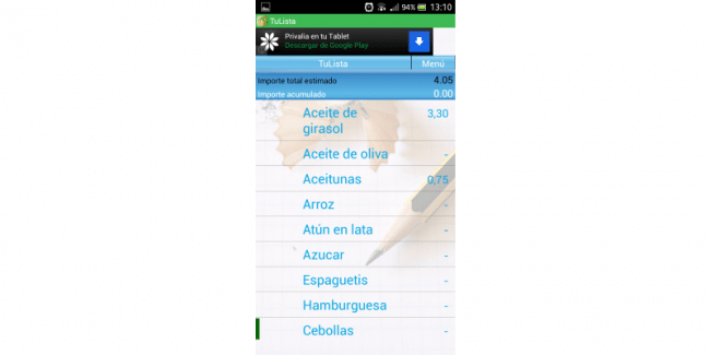 Tu lista de la compra en Android