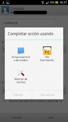 Completar la acción usando