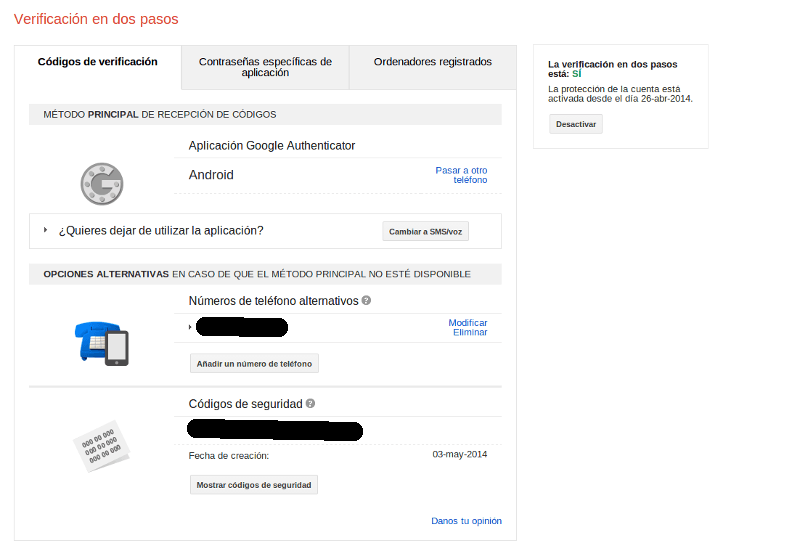 Verificación en dos pasos