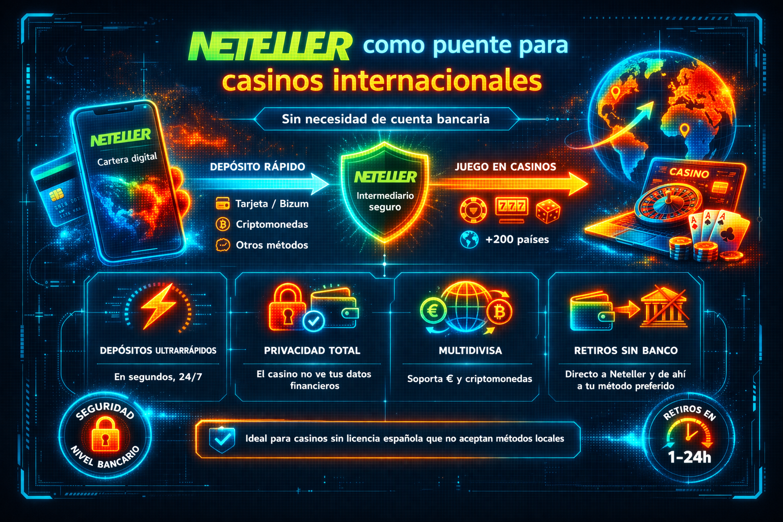 Neteller como puente para casinos internacionales — cómo depositar sin bloqueo bancario